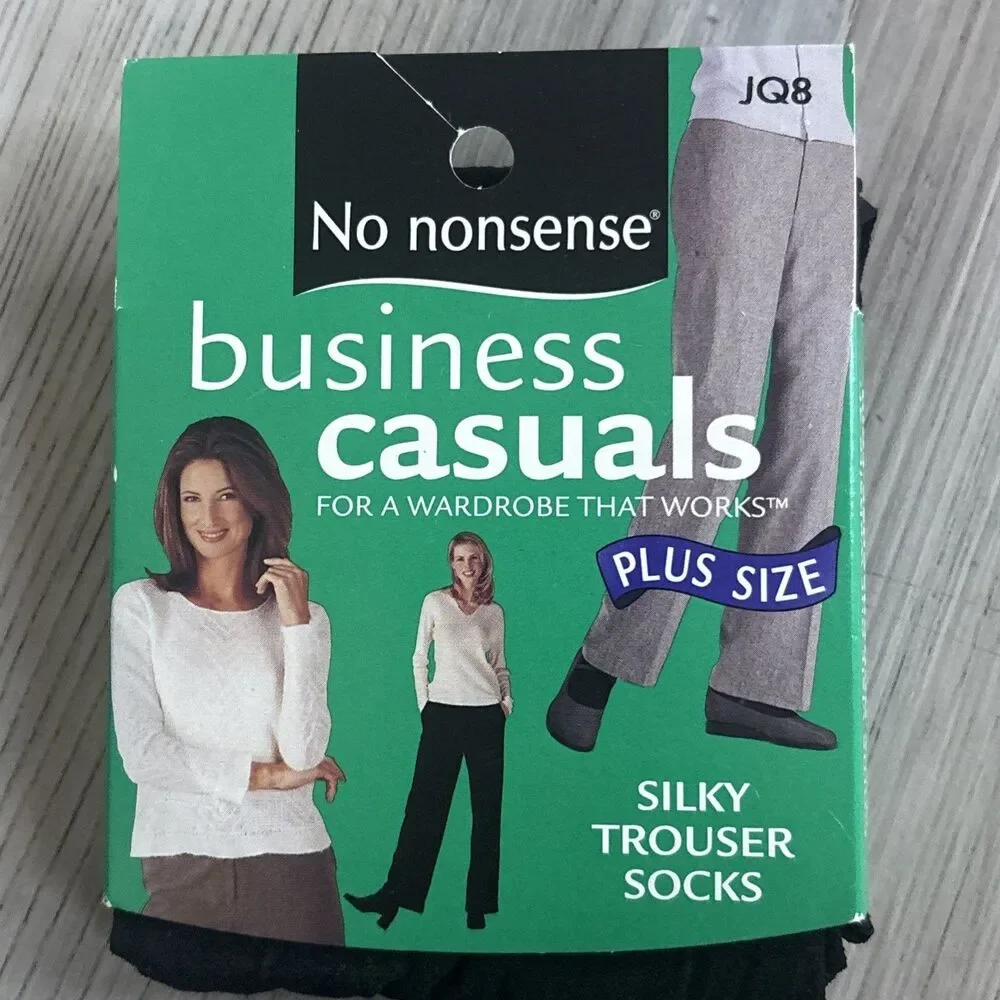 Vintage No Nonsense Business Casuals Plus Size Silky Trouser Socks JQ8 Black